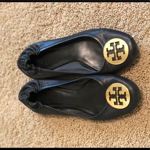 Tory Burch Flats with Gold Emblem